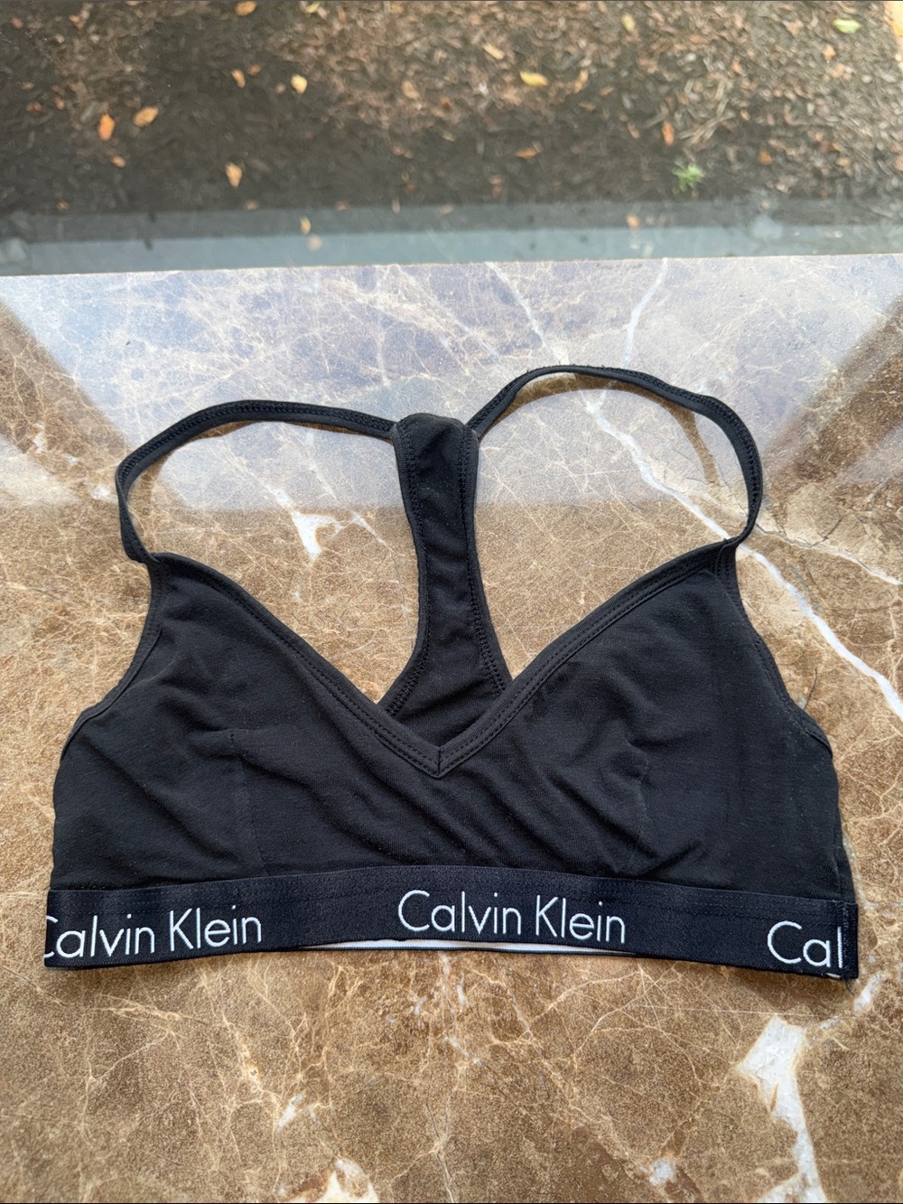 Calvin Klein Black Logo Elastic Racerback Bralette